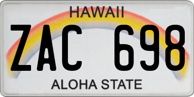 HI license plate ZAC698