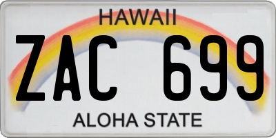 HI license plate ZAC699
