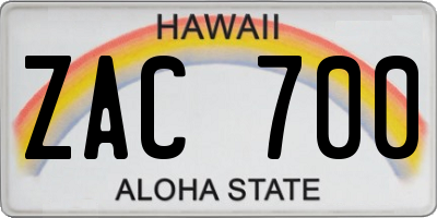 HI license plate ZAC700