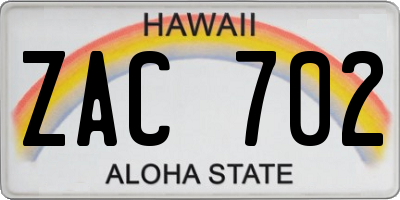 HI license plate ZAC702