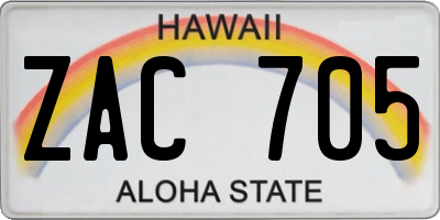 HI license plate ZAC705