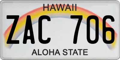 HI license plate ZAC706