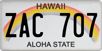 HI license plate ZAC707