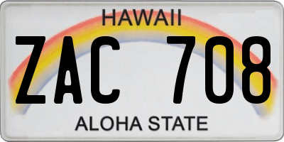 HI license plate ZAC708