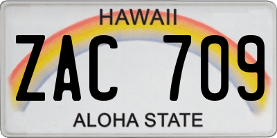 HI license plate ZAC709