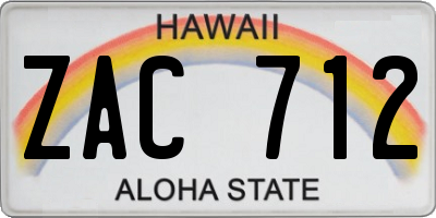 HI license plate ZAC712