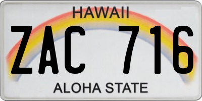 HI license plate ZAC716
