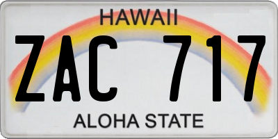 HI license plate ZAC717