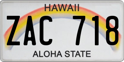 HI license plate ZAC718