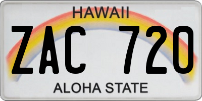 HI license plate ZAC720