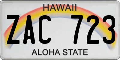 HI license plate ZAC723