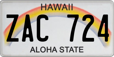 HI license plate ZAC724