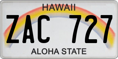HI license plate ZAC727