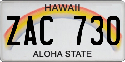 HI license plate ZAC730