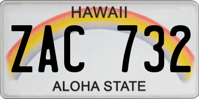 HI license plate ZAC732