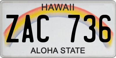 HI license plate ZAC736