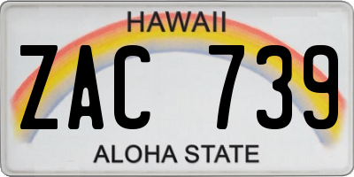 HI license plate ZAC739
