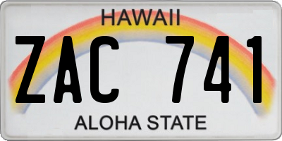 HI license plate ZAC741