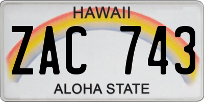 HI license plate ZAC743