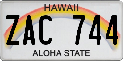 HI license plate ZAC744