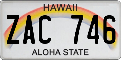 HI license plate ZAC746
