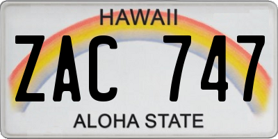 HI license plate ZAC747