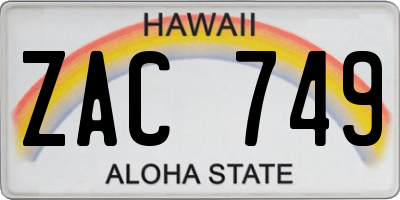 HI license plate ZAC749