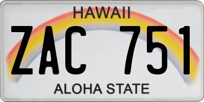 HI license plate ZAC751