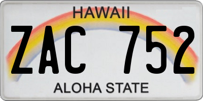 HI license plate ZAC752