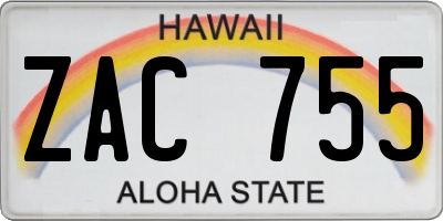 HI license plate ZAC755
