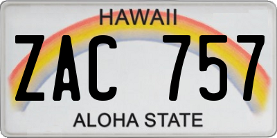HI license plate ZAC757