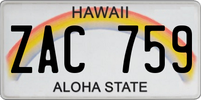 HI license plate ZAC759