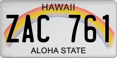 HI license plate ZAC761