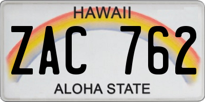 HI license plate ZAC762