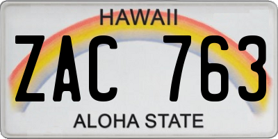 HI license plate ZAC763