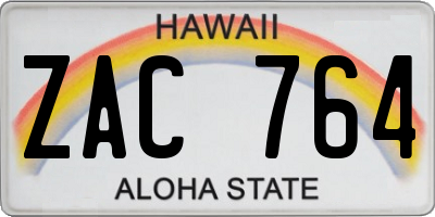 HI license plate ZAC764