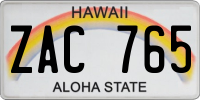 HI license plate ZAC765