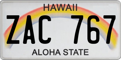 HI license plate ZAC767
