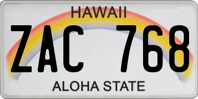 HI license plate ZAC768