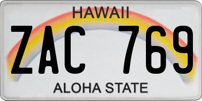 HI license plate ZAC769
