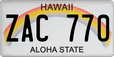 HI license plate ZAC770
