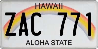 HI license plate ZAC771