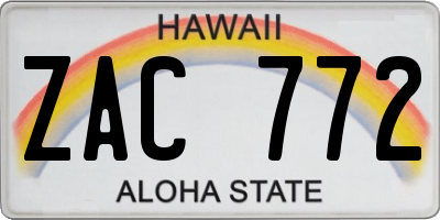 HI license plate ZAC772