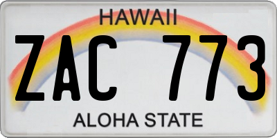 HI license plate ZAC773