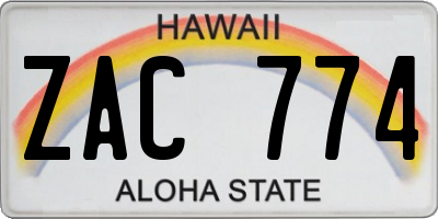 HI license plate ZAC774