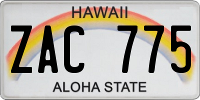 HI license plate ZAC775
