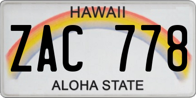 HI license plate ZAC778