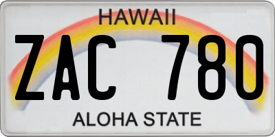 HI license plate ZAC780