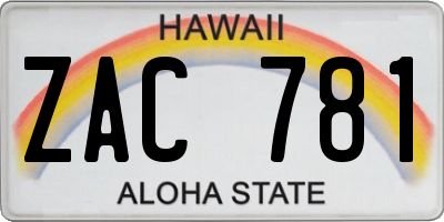 HI license plate ZAC781