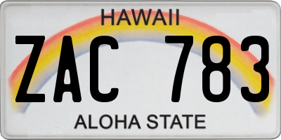 HI license plate ZAC783